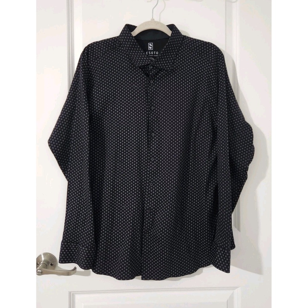 DESOTO Men's Shirt Kent‎ Graphic Print Button Up Long Sleeve Black Size 2XL